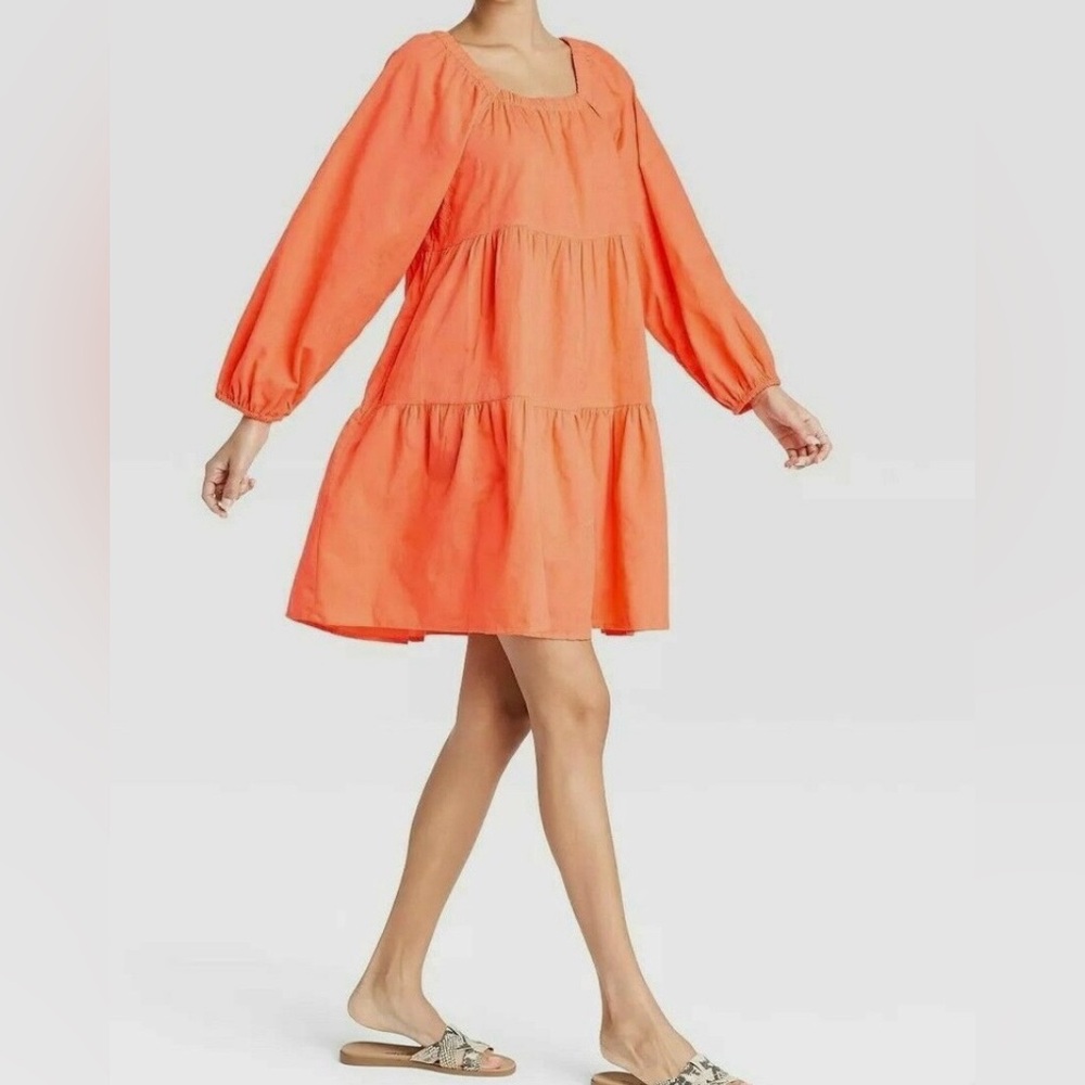 Universal Thread Puff Long Sleeve Tiered Dress